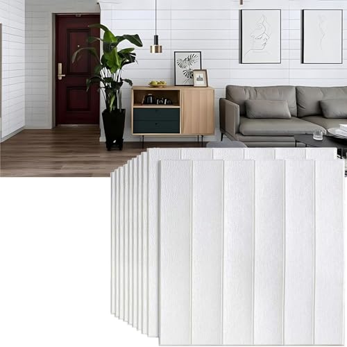 Paneles de pared 3D – 20 piezas de papel tapiz autoadhesivo de madera de roble para sala de estar, cocina y azulejos de techo