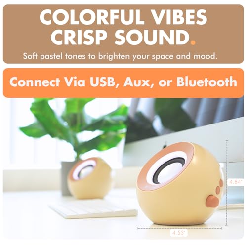 X9 Performance Brown Computer Speakers for Desktop PC with RGB Lighting, Bluetooth, USB, and AUX - Triple Mode Connection, Dual 2.25" Drivers for Work and Play - Bluetooth PC Speakers