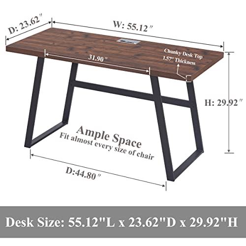 Bon Augure Industrial Computer Desk, Sturdy Wood Writing Desk, Modern Simple Home Office Desks (55 Inch, Rustic Oak) #TOP1
