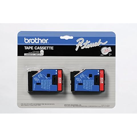 TC Tapes 2/Pack 1/2" (12mm) Red on Clear for Brother PT-15, PT15 Label Maker Cover