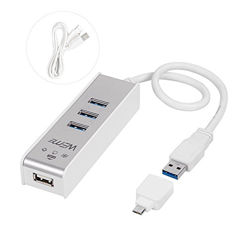 [KVM] USB 3.0 3-port WEme hub with USB 2.0 Windows Transfer and OTG Adapter for PC, Mac OS, Windows, Android Tablet, Sharing Data/ Microsoft Keyboard/ Logitech Mice Between Two Computers or Device