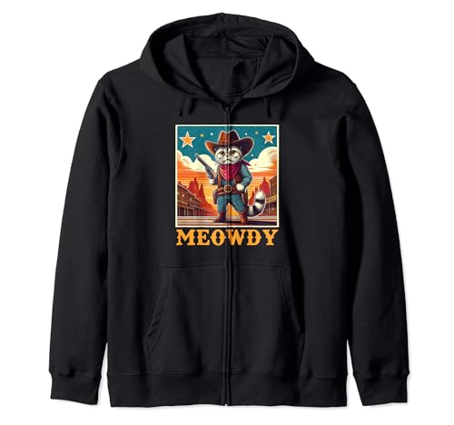 Meowdy Cat Shirts for Men Women Kids Funny Country Music Cat Felpa con Cappuccio