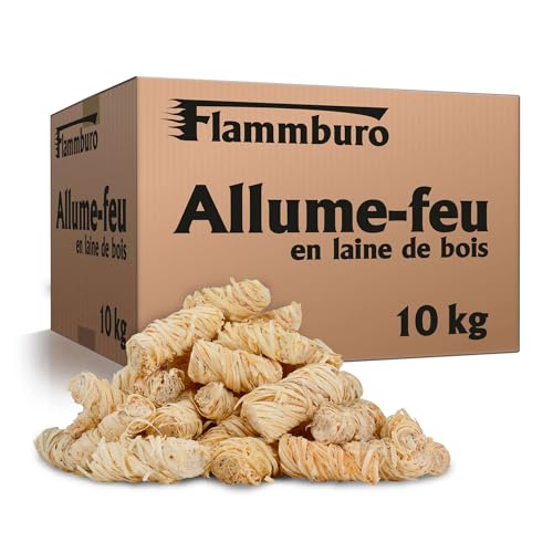 FLAMMBURO (10 kg) Allume-feu Écologique pour Cheminée, Four et Barbecue – Amorce Naturelle en Bois, Idéale pour Grillades et Foyers (10 kg)