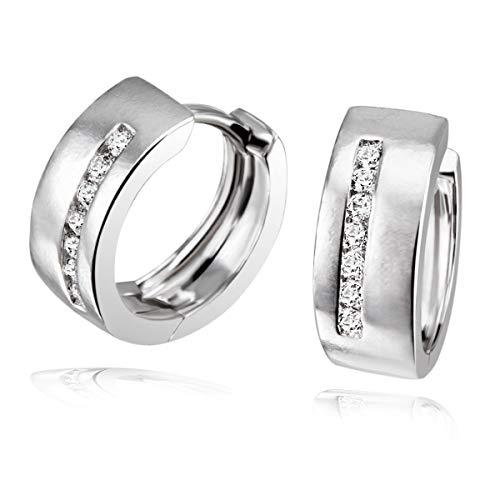 Preisvergleich Produktbild Goldmaid Damen-Creolen Sterlingsilber 925 mit 14 weißen Zirkonia Silber-Ohrring