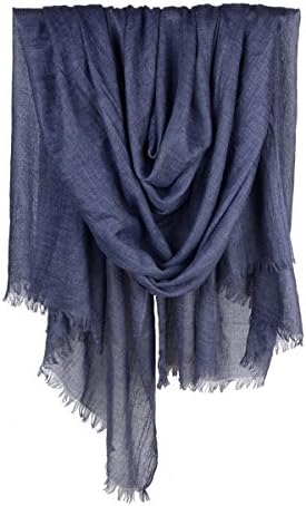Iristide Womens Long Scarf in Solid Color, Light Weight Large Shawls Wrap for Beach Outdoor Camping Traveling Sunscreen Neckwear 75×43 inch (Denim Blue)
