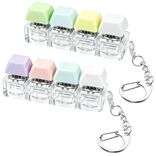 2 PCS Keyboard Fidget Toy, Keyboard Fidget Keychain 4-in-1 Keyboard Decompression Button Finger Clicker Toys (Blue White Pink Purple, General)