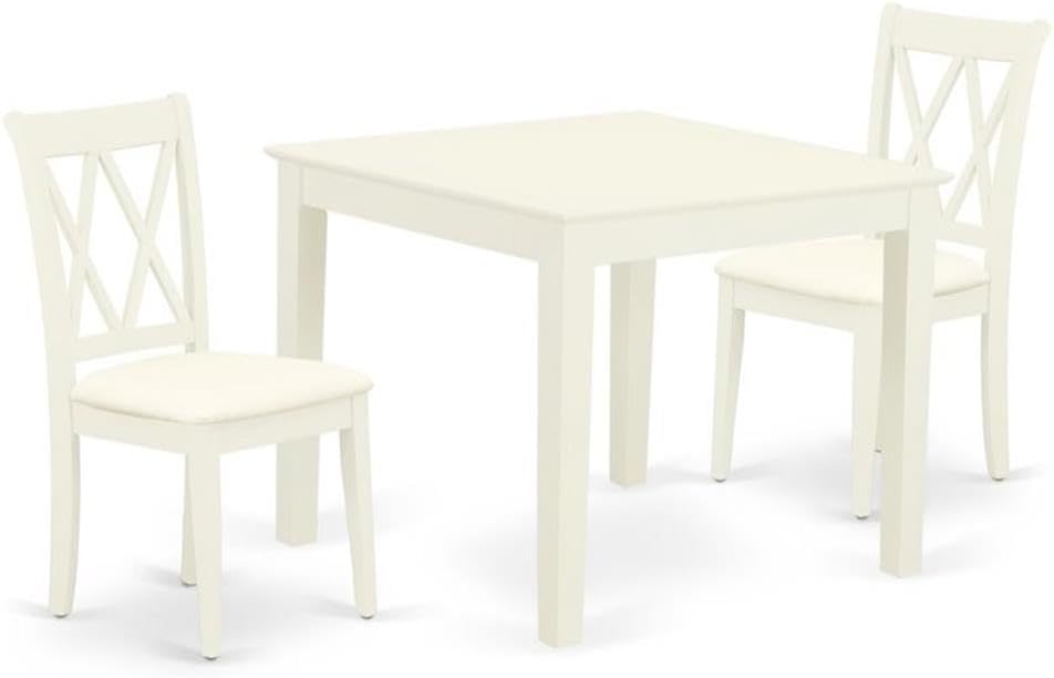 East West Furniture OXCL5-LWH-W 5 Piece Dining Table Set for 4 Includes a Square Kitchen Table and 4 Dining Room Chairs, 36x36 Inch, Linen White
