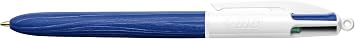 BIC 4 Colours Ballpoint Pen Set 4 Colours Wood Effect Pack of 5 in Wood Look Refillable Ideal for the Office Home Office or School