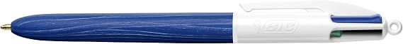 BIC 4 Colours Ballpoint Pen Set 4 Colours Wood Effect Pack of 5 in Wood Look Refillable Ideal for the Office Home Office or School