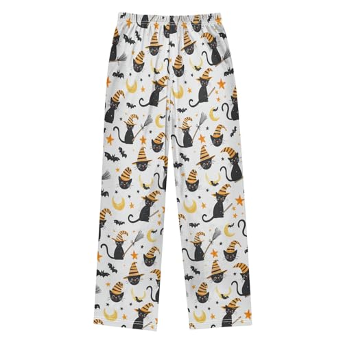 Halloween Cute Black Cat Boys Pants for Kids Jogger Pants with Pockets S2