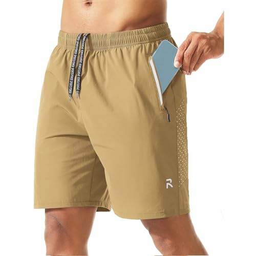 moolBeko Men's Athletic Performance Shorts Soccer Basketball Compression Shorts with Zipper Pockets Golf 7 Inch Inseam Exercise Short Chores para Hombre Active Wear Work Out Clothes