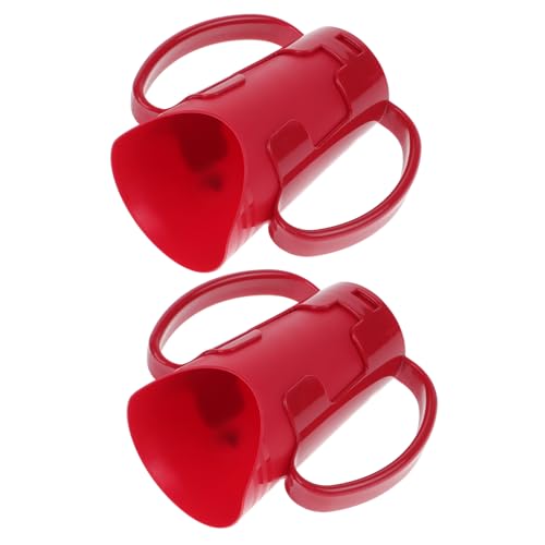 Toyvian Vasos de plástico rojo con 2 asas, boquilla inclinada, 2 unidades, para el cuidado y la rehabilitación de personas mayores con agarre seguro en caso de disfagia