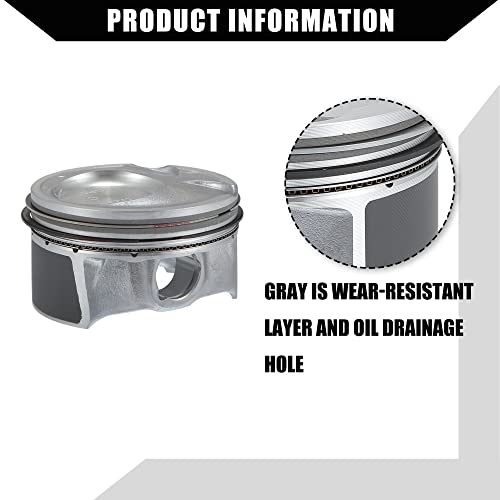 Hihaha No.230412E210 / Inner/Engine Piston and Pin and Snap Ring for Hyundai Elantra 2014-2016 For Kia Forte 2014-2018 / Piston Rings Kit/Metal / 1 Set/Silver Tone by Hihaha - Image 6