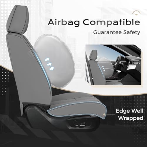 Image of Coverado Car Seat Cover, Cover for Cars Front Seat, Premium Leather, Universal Fit Waterproof Seat Protectors, Car Seat Cushion Non-Slip for Most Cars-Gray