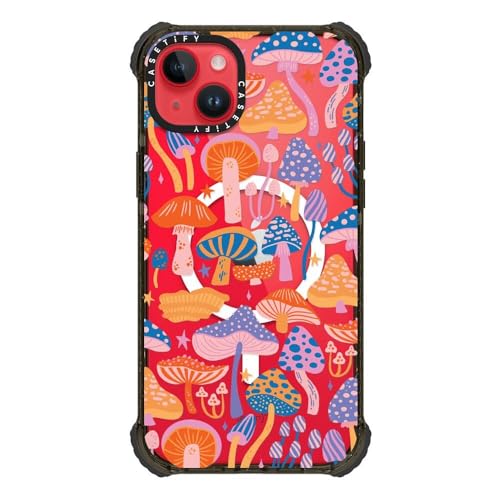 Coque iPhone 14 Plus CASETiFY Ultra Impact MagSafe Noir brillant Champignons