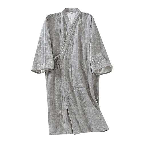 Pijama kimono para hombre en algodón de manga larga para casa y baño
