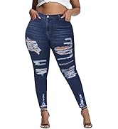 Gboomo Womens Plus Size Skinny Jeans Stretchy High Waisted Ankle Jean