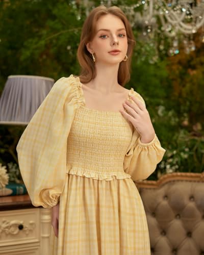 SIXDO G-Blue & White Woven for Women, Sunlit and Airy Elegance for Warm Spring and Summer Days Flared Dress L — view 3