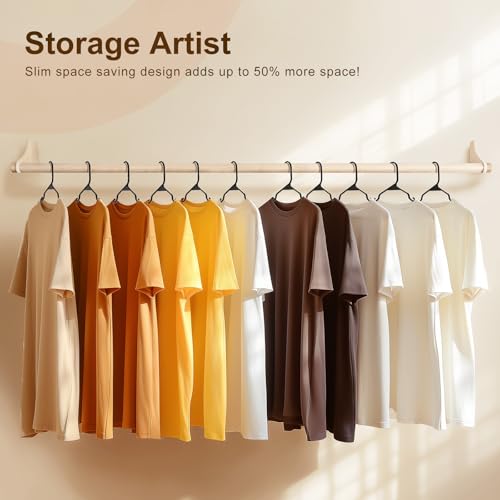 HOUSE DAY Plastic Hangers 16 Pack - Adult Clothes Hangers Black - Space Saving, Non-Slip, Durable & Sturdy Hanger with Shoulder Grooves for Closet, Perfect Slim Coat Hanger - Ganchos para Colgar Ropa - Thumbnail 3