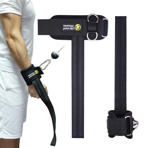 J Bryant Double D-Ring Weight Lifting Wrist Cuffs; Non-Slip Padded Support for Deadlifts, Bodybuilding, Strength Training & Cable Machine Workouts