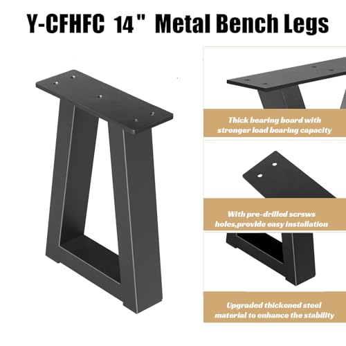 Y-CFHFC 14 Inch Trapezoid Metal Table Legs Black Bench Legs,DIY Furniture for Coffee/Side Table, Bench Stool Cabinet Feets - Set of 2 by Y-CFHFC - Used condition - Image 5