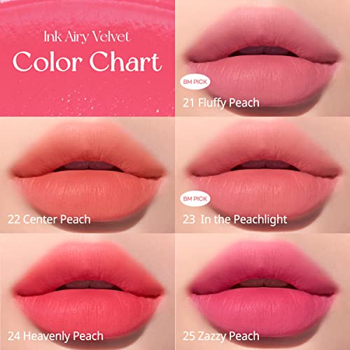 Peripera Ink Airy Velvet Lip Tint | High-Pigmentation, Lightweight, Soft, Moisturizing, Not Animal Tested | (025 Zazzy Peach) #TOP2