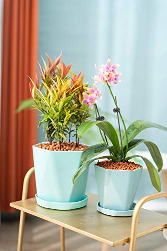 Sun-E Planters For Indoor Plants Flower Pots 7.6/6.5/5.1Inch Set Of 3 Plant Pots For Outdoor With Drainage Holes And Saucers Modern Decorative Gift Idea (Mint Green) #TOP1