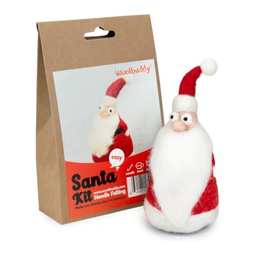 Image of Woolbuddy Needle Felting Kit (Santa) for Beginner Adults, Starter Set with Wool, Felting Needles & Instructions, Christmas Gift Idea