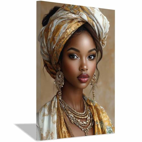 Toile femme africaine or 12 pour créer une ambiance chaleureuse au salon