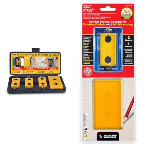 Calculated Industries 8105 Blind Mark Drywall Electrical Box Locator Tool & 8120 Plug Mark Drywall Electrical Box Cutout Locator for Existing Electrical Outlets