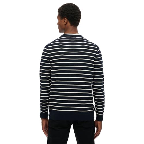 Superdry Merchant Jumper Pullover Sweater, Navy Breton Stripe, S Men's