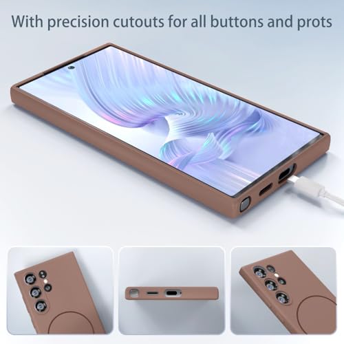 Image of DIZORO Microfiber Candy Case Compatible for Samsung S26 Ultra 5g Magnetic Silicone Case, Compatible with MagSafe Shockproof, Anti-Scratch Soft Non-Slip Full Body Protective Back Cover (Brown)