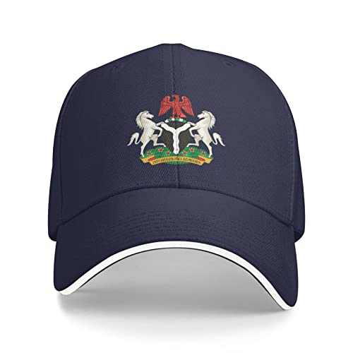 KUEhhhr Blason du Nigeria Casquette de baseball à bord sandwich pour homme et femme Casquettes réglables, bleu marine, taille unique