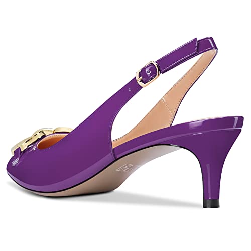 HEUIVZAR Pumps for Women Ankle Strap Slingback Closed Pointed Toe Stiletto Low Kitten Heel Pumps Patent Dress Shoes Shopping Vacation 2 Inch3