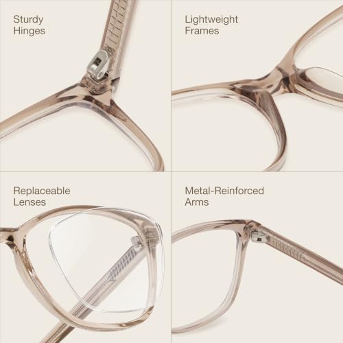 Image of miyya Blue Light Blocking Glasses for Women with Case, Anti Eyestrain UV Glare Computer, Gaming & Phone Eyeglasses