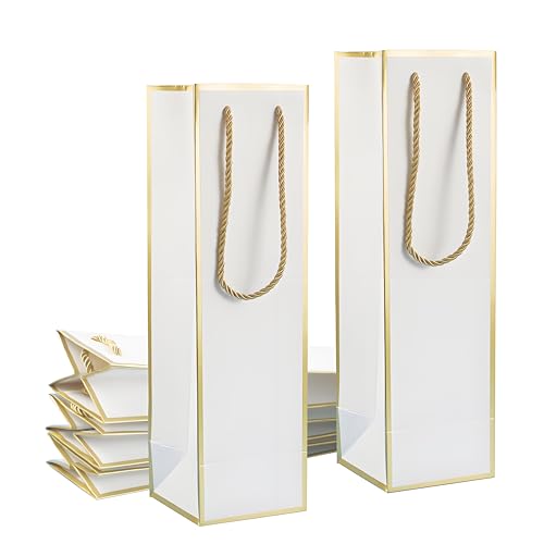 Miraclekoo Elegant Wine Bags for Gifts - Gold Foil White Wine Bottle Bags,10 Pcs (4"x4"x13.8") for Whiskey/Liquor/Champagne by Miraclekoo - Used condition - US$12.20