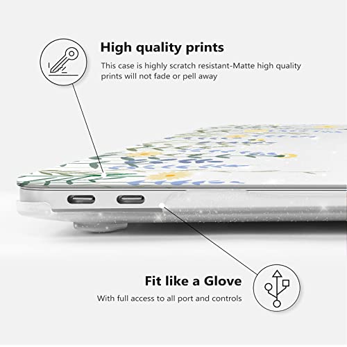 Icasso Compatible With Macbook Air 13 Inch Case 2022, 2021-2018 Release A2337 M1 A2179 A1932 Retina Display, Clear Glitter Plastic Hard Shell Case + Keyboard Cover + Screen Protector, Lavender Glitter #TOP3