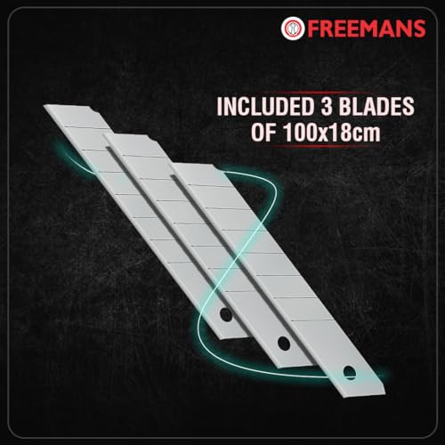 Image of FREEMANS 18mm Self-Loading Snap Off Cutter with Bi-Material Soft Rubbered Handle Grip, 3 Cutter Blades & Blade Storage Tray, Auto Lock Blade, Paper Cutter Blade For Office /Home /School Purpose