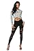 J2 LOVE Made in USA Ripped Stretch Cotton Legging ,Black,Small