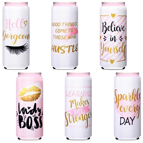 BBTO 6 Pack Women Style Slim Can Sleeves Neoprene Cooler for Drinks