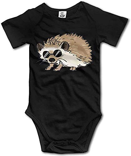 Image of Furmall Cute Hedgehog Infant Romper Cotton Newborn Baby Short Sleeve Bodysuit Comfy Jumpsuit for Baby Black