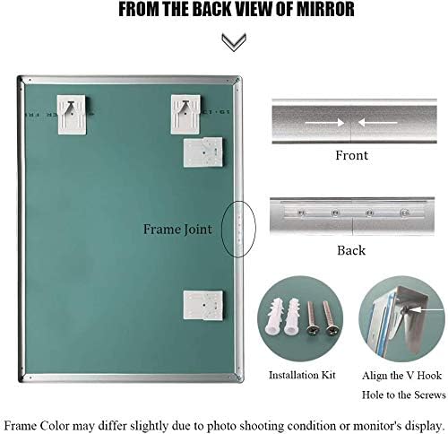 belle electrical Wall Bathroom Mirrors 32X24 Inch, Thin Large Modern Rectangular Aluminum Metal Frame Bathroom Mirrors for Wall, Silver Makeup Wall Mirror Hangs in Vertically or Horizontally