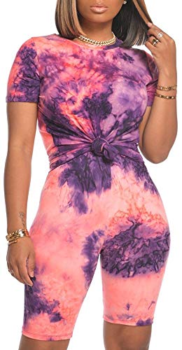 Women's 2 Piece Sports Outfit Tracksuit Casual T-Shirt Bodycon Short Pants Set #TOP1