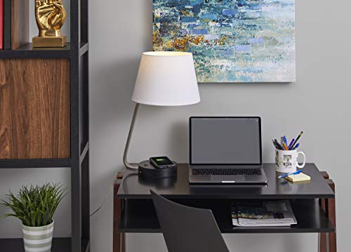 Adesso 3015-22 Louie Adessocharge Table Lamp, 19 In, 60W Type A Bulb (Not Included), Brushed Steel W/Black Rubber Wood Base, 1 Table Lighting #TOP5