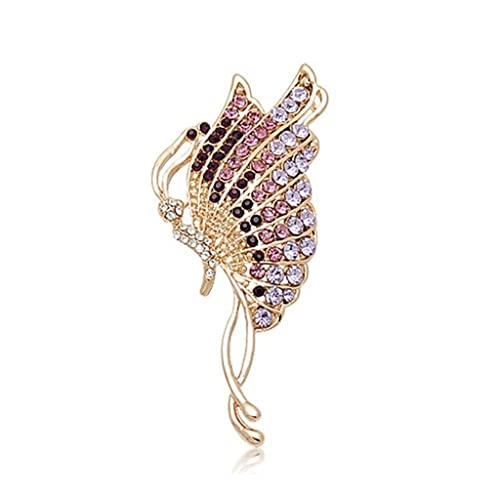 Brooch Colorful Rhinestone Purple Green Butterfly Brooches Zinc Alloy Enamel Pin Birthday Gift Bow Tie (Color : B, Size : One Size) #TOP18