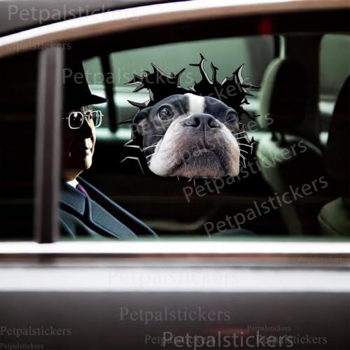 Image of Cute Dog Stickers for Car Window Decals Waterproof Funny Sticker (Boston Terrier Sticker)