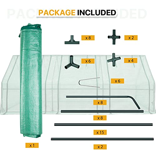 Eagle Peak Garden Low Tunnel Portable Greenhouse 95'' X 36'' X 36'' With Large Zipper Doors For Indoor Or Outdoor Plants Mini Tunnel Hot House Easy Access Zippered Doors #TOP7