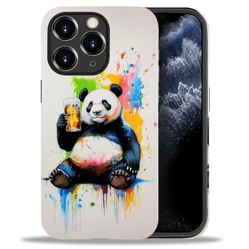 ZHEGAILIAN Case for iPhone 11 Pro Max,Panda Drinking 2 in 1 Hard Shell + Silicone,Shockproof Bumper Drop Protective Compatible with iPhone 11 Pro Max