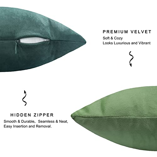 Mekajus Green Throw Pillow Covers 18X18 Set Of 4 Velvet Soft Square Pillow Cover Couch Pillow Cover Case Pillowcase For Patio Sofa Bed Bedding Living Room (Green) #TOP2