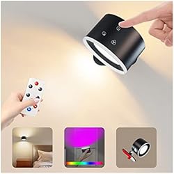 Pilas Recargables Para Taladro Inalambrico Coollamp Apliques de pared a pilas, LED Up Down Lámpara de pared con mando a distancia y táctil, 15 ambientes RGB, 4 regulaciones, Aplique de pared recargable para dormitorios Lectura